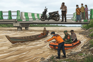Motor Ditinggal, Pria Misterius Melambaikan Tangan Lalu Hilang Disapu Arus Sungai Kampar