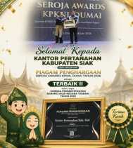 Kantah Siak Torehkan Prestasi Nasional, Raih Terbaik II Seroja Awards 2026 dalam Pensertipikatan Aset Negara