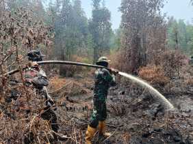 Asap Tipis Masih Muncul, Kodam XIX/Tuanku Tambusai Maksimalkan Pendinginan Karhutla Pelalawan