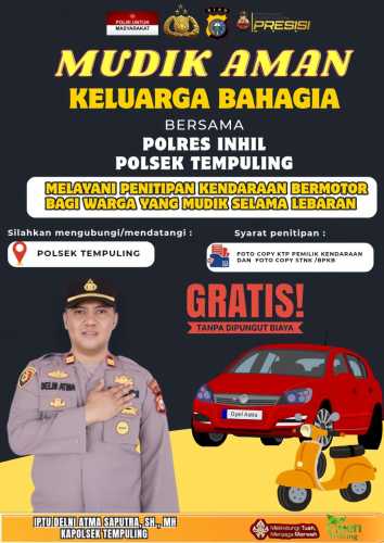 Mudik Tenang Tanpa Cemas, Polsek Tempuling Buka Layanan Penitipan Kendaraan Gratis untuk Warga