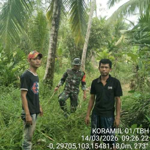 Babinsa Koramil 01/Tembilahan Serka Jondri Laksanakan Patroli dan Sosialisasi Tapal Batas di Kelurahan Sungai Beringin