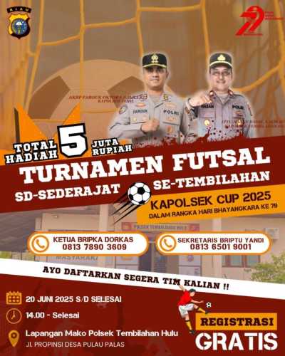 Kapolsek Tembilahan Hulu Ajak Masyarakat Ikuti Turnamen Futsal Kapolsek Cup 2025