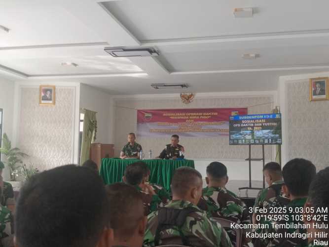 Anggota Koramil 01 Tembilahan Ikuti Sosialisasi Gaktib dan OPS Yustisi di Aula Makodim
