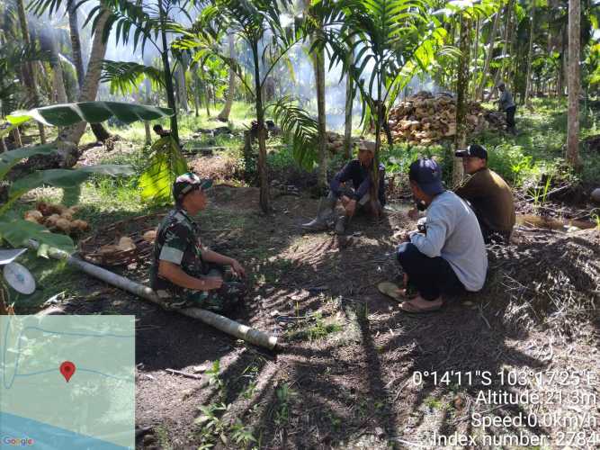 Babinsa Koramil 12/Batang Tuaka Ajak Orang Tua Wariskan Ilmu Berkebun kepada Generasi Muda
