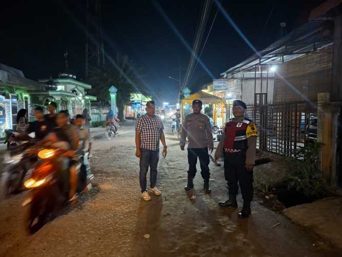 Polsek Medang Deras Laksanakan Patroli Malam Antisipasi Kejahatan