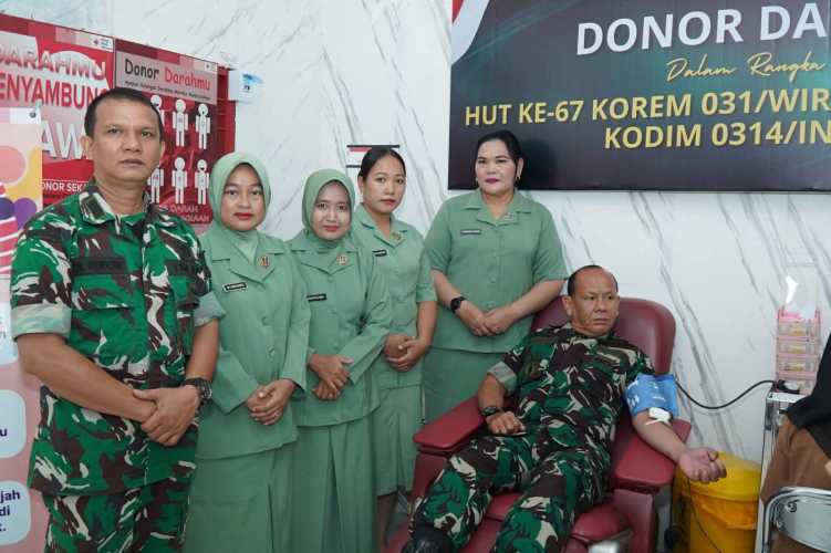 Kodim 0314/Inhil Gelar Donor Darah Peringati HUT ke-67 Korem 031/WB