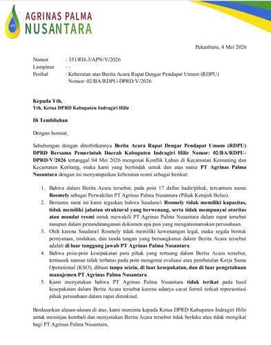 Pasca RDPU Konflik Lahan, PT Agrinas Tolak Berita Acara; Tokoh Masyarakat: Ini Pelecehan Terhadap Lembaga Negara!