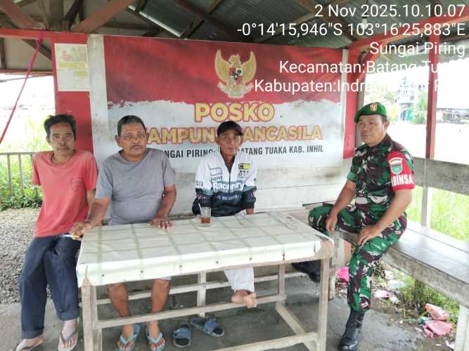 Babinsa Koramil 12/Batang Tuaka Sosialisasikan Antisipasi Cuaca Ekstrem kepada Warga Sungai Piring