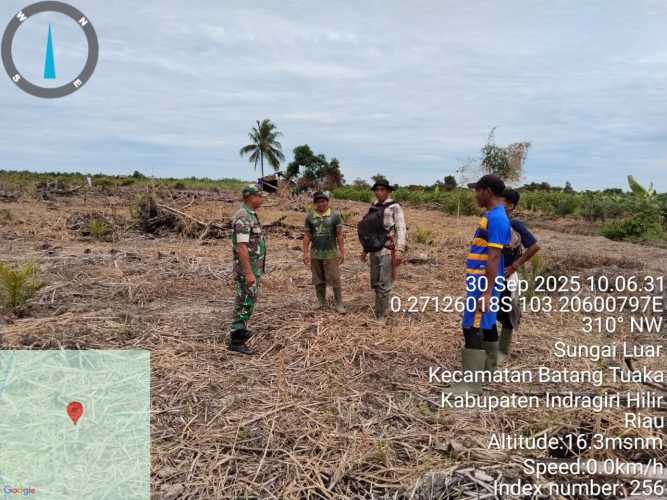 Babinsa Koramil 12/Batang Tuaka Gelar Patroli Tapal Batas di Sungai Cakah