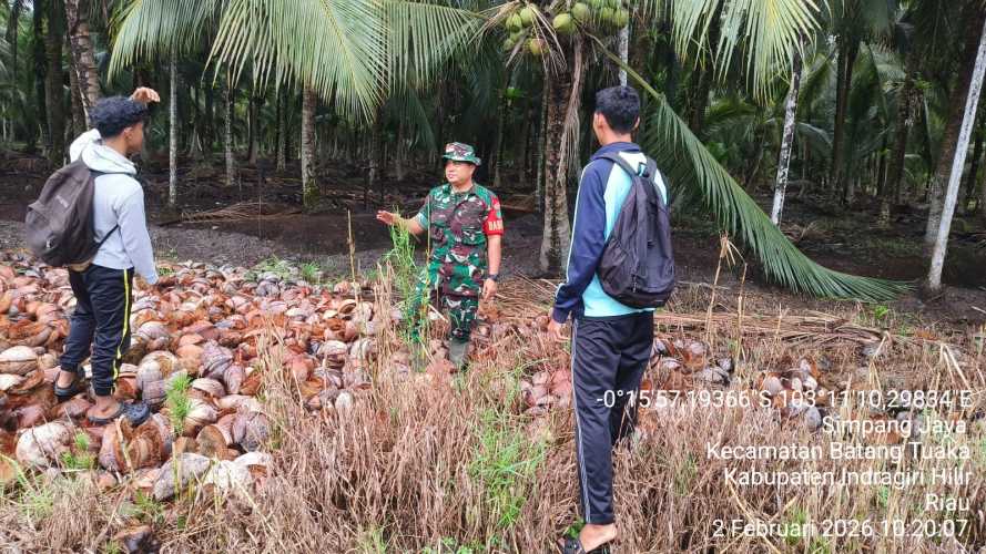 Babinsa Simpang Jaya Laksanakan Monitoring Perkebunan Warga dari Titik Api