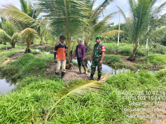 Babinsa Batang Tuaka Lakukan Patroli Karhutlah di Wilayah Perkebunan Warga