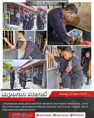 Lapas Selatpanjang Masih Zero Halinar,  Rutin Laksanakan Razia Blok Hunian