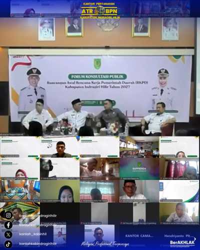 Kantor Pertanahan Indragiri Hilir Aktif Beri Masukan Strategis dalam Forum Konsultasi Publik RKPD 2027