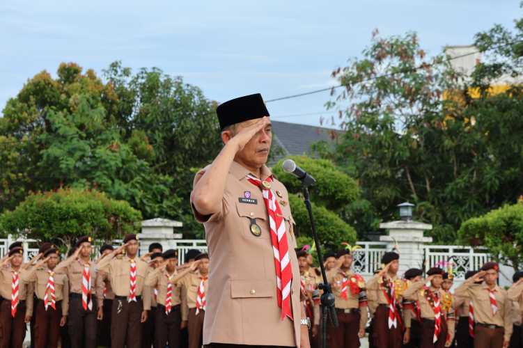 Pimpin Apel Senja, Bupati Inhil : Mari Kita bangkitkan nilai luhur kepramukaan