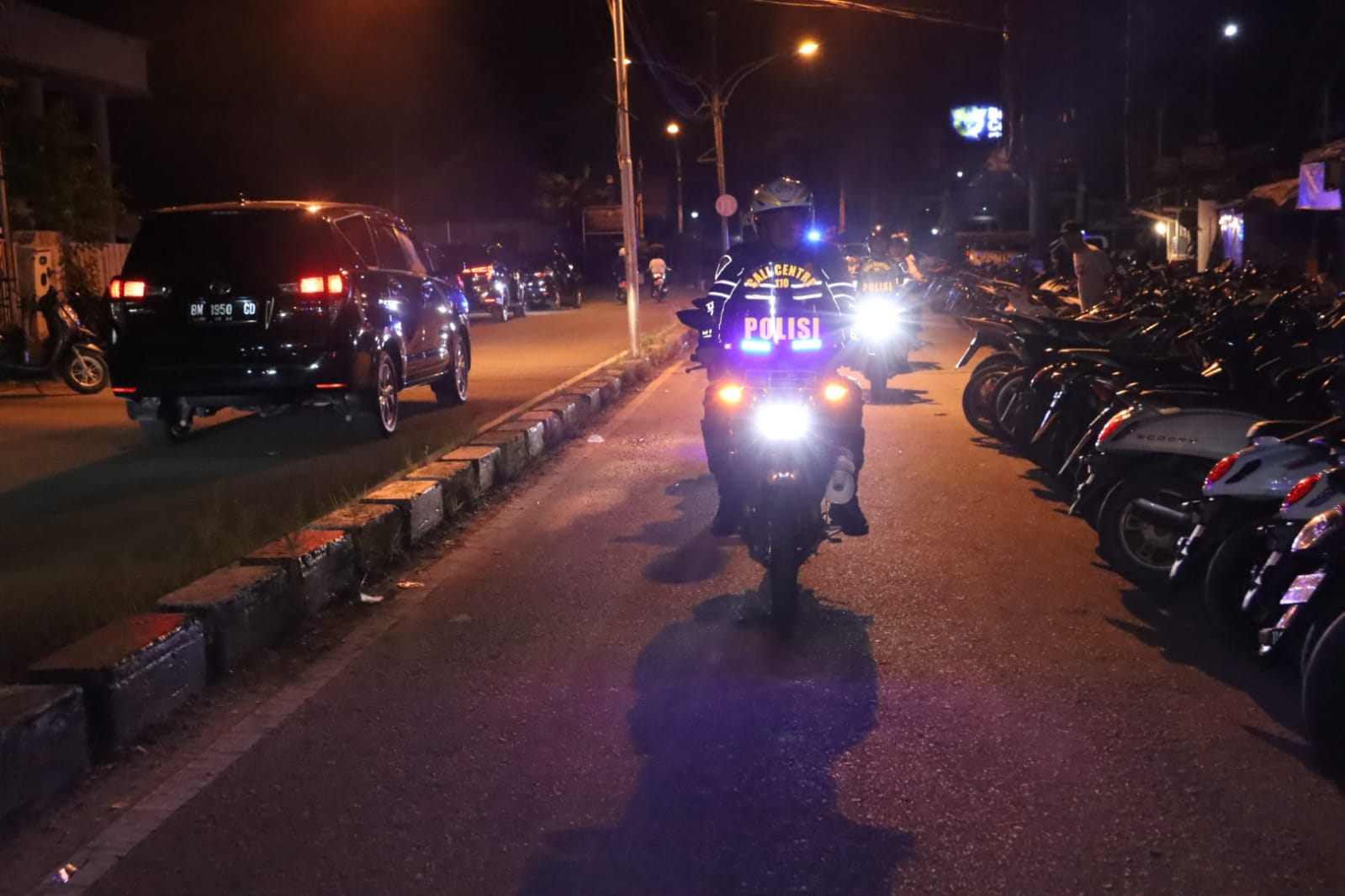 Polres Inhil Melakukan Patroli Bue Light di Sejumlah Tempat