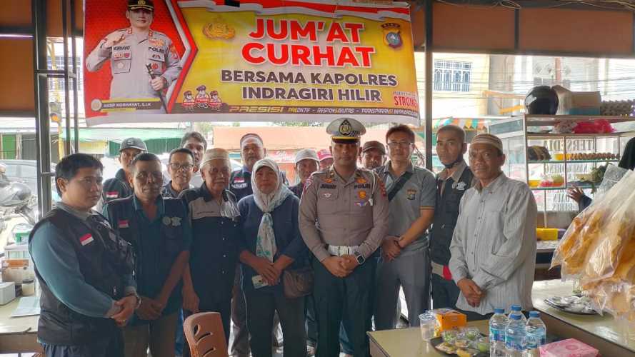 Jumat Curhat Polres Inhil Bersama Tukang Ojek Pasar Pagi dan Pembina POSM Tembilahan