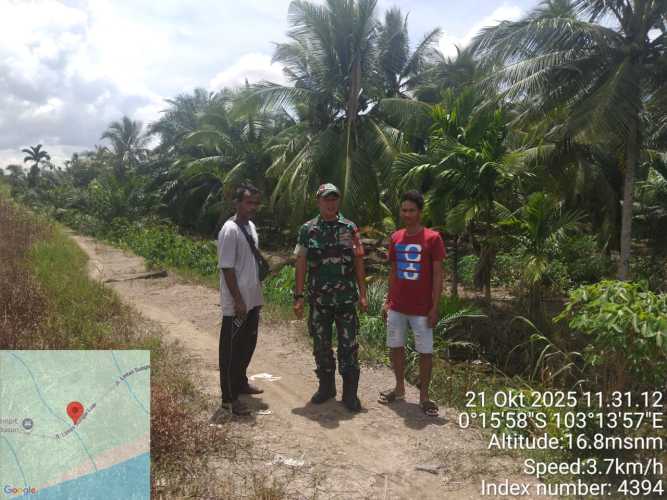Dalam rangka menjaga keamanan dan ketertiban wilayah binaan, Babinsa Koramil 12/Batang Tuaka Kodim 0314/Inhil, Sertu Januar, melaksanakan kegiatan patroli tapal batas