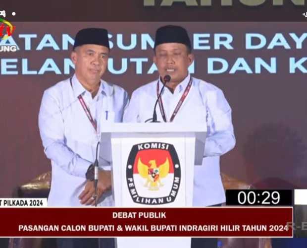 Debat Kandidat: Paslon Bupati Inhil Nomor Urut 2 Lugas dan Tepat Waktu Sampaikan Visi dan Misi