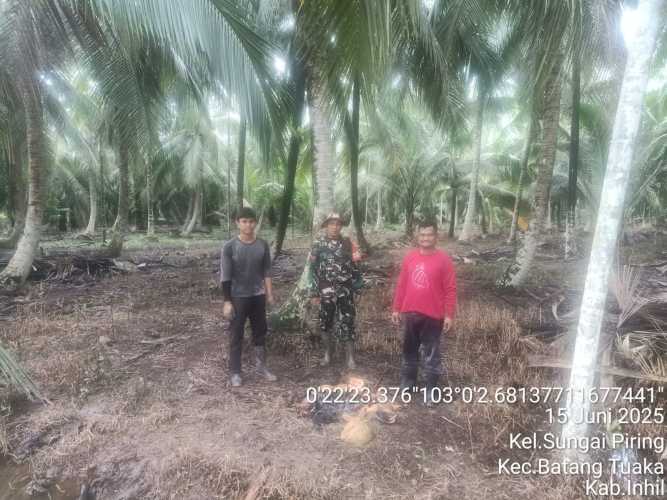 Babinsa Batang Tuaka Lakukan Pemantauan Area Rawan Karhutlah
