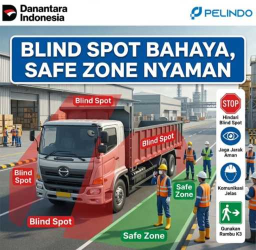Waspada Blind Spot,Pelindo Tembilahan Imbau Keselamatan di Sekitar Kendaraan Berat