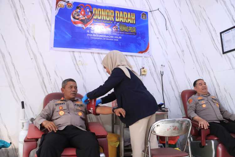 Sambut Hari Jadi Humas Polri ke-75, Polres Inhil Gelar Donor Darah untuk Bantu Masyarakat
