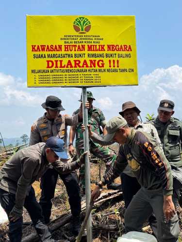 BBKSDA Riau dan Polisi Patroli Bareng Pasang Peringatan Keras Kawasan Konservasi