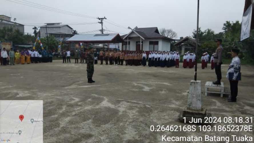 Seluruh Personil Koramil 12/Batang Tuaka Ikuti Upacara Hari Lahir Pancasila