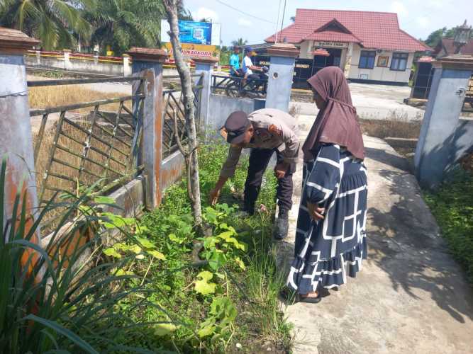 Dorong Produktivitas Ekonomi Warga , Personel Polsek Enok Pantau Tanaman Di Perkarangan Rumah