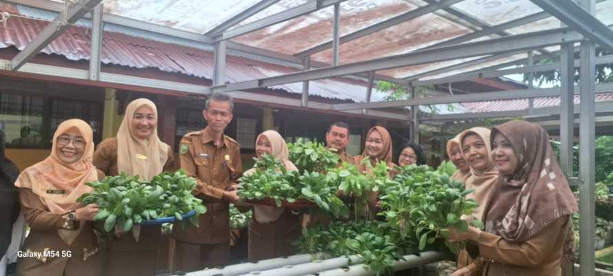 SMA Negeri 5 Pekanbaru Panen Raya Bayam dan Pakcoy Hidroponik