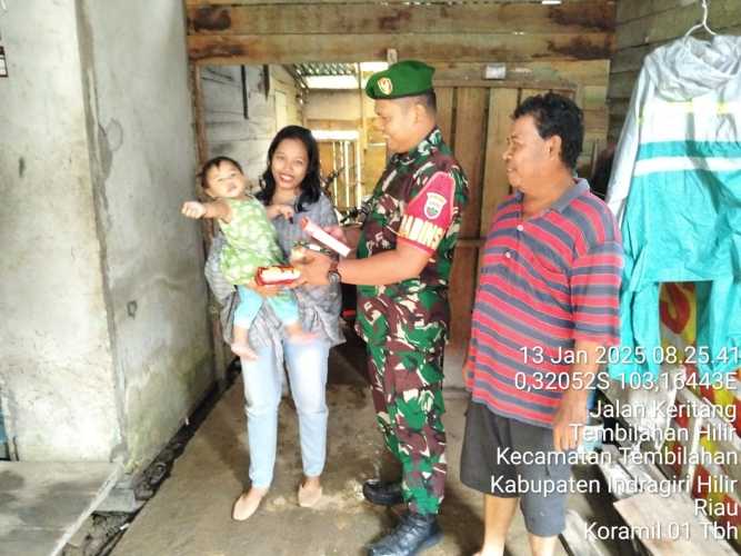 Stunting Tidak Menghalangi Koramil 01 Tbh Berikan Bantuan Kemanusiaan