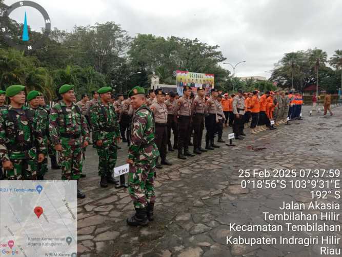 Babinsa Koramil 01/Tbh Gelar Upacara Pasukan untuk Pencegahan Karhutla Tahun 2025 di Kabupaten Inhil
