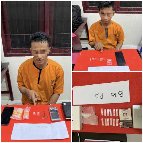 Ungkap Kasus Narkoba, Polsek Tembilahan Hulu Bekuk Dua Pelaku,  Belasan Paket Sabu