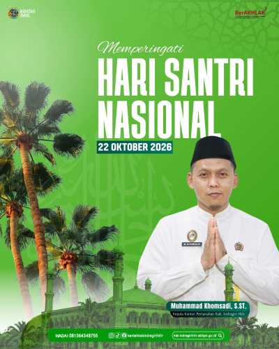 Keluarga Besar Kantor Pertanahan Kabupaten Indragiri Hilir mengucapkan Selamat Hari Santri Nasional 2026