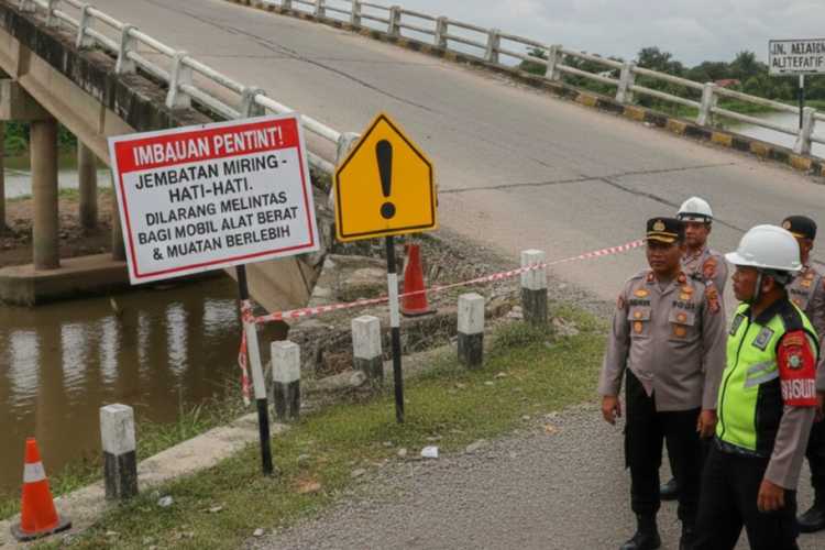 Jembatan Miring di Selatpanjang: Pemeriksaan Awal Catat Tekanan Signifikan Diduga dari Alat Berat