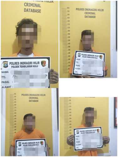 Dalam Satu  Malam Polsek Tembilahan Hulu Menangkap 4 Orang Pelaku Narkoba di 3 TKP