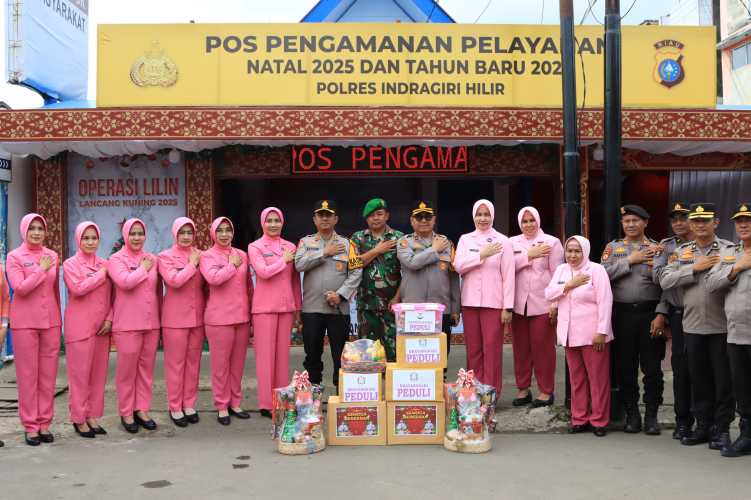 Bhayangkari Inhil Peduli, Tebar Bingkisan dan Semangati Personel Pengamanan Pos Nataru