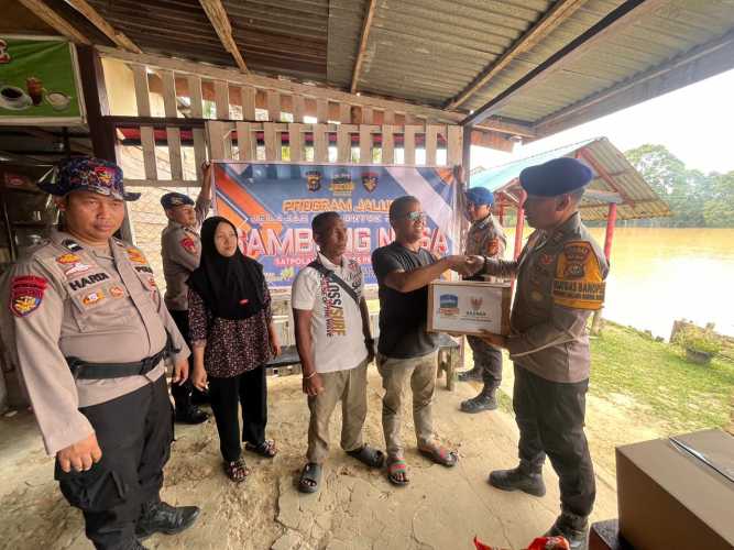 Pasca Lebaran Sat Polairud Polres Pelalawan Langsung Laksanakan JALUR di Desa Kuala Terusan.