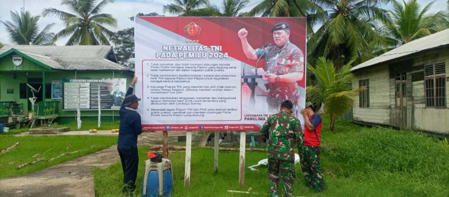 Koramil 08/Mandah Pasang Spanduk Himbauan Panglima TNI