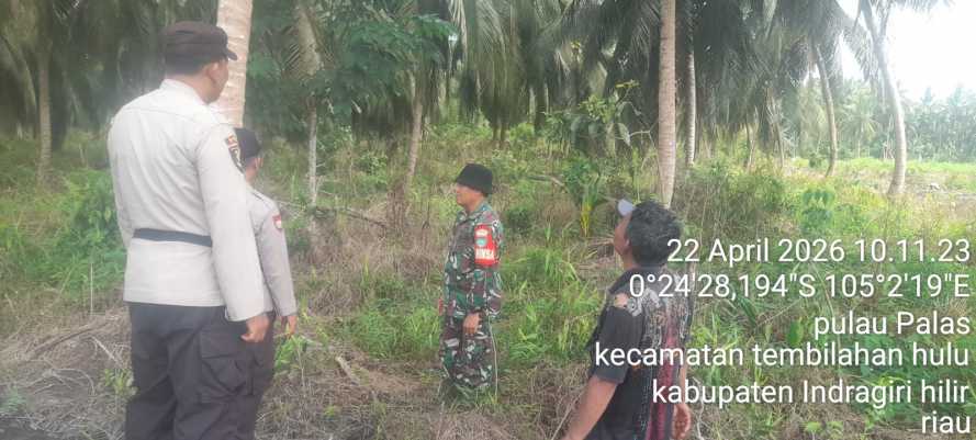Babinsa Pulau Palas Perkuat Ketetapan Tapal Batas Wilayah Melalui Sosialisasi dan Patroli Karlahut