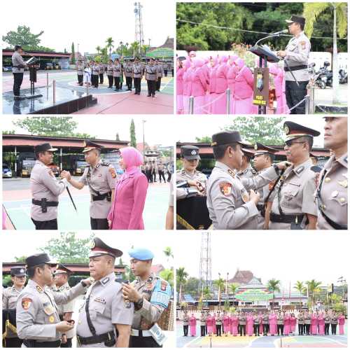 Polres Inhil Gelar Sertijab Kabag Ops, Kasat Intel, Kasat Lantas, 6 Kapolsek, dan Lantik Kasikum