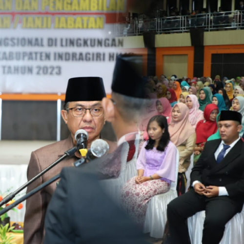 Bupati Inhil HM. Wardan Melantik dan Mengambil Sumpah 407 Pejabat Fungsional Guru