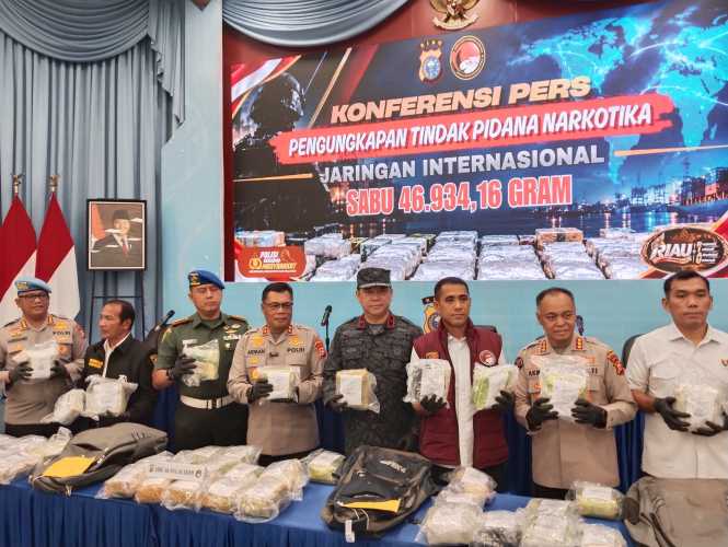 Polda Riau Sita 46,9 Kg Sabu Bernilai Rp 84 Miliar
