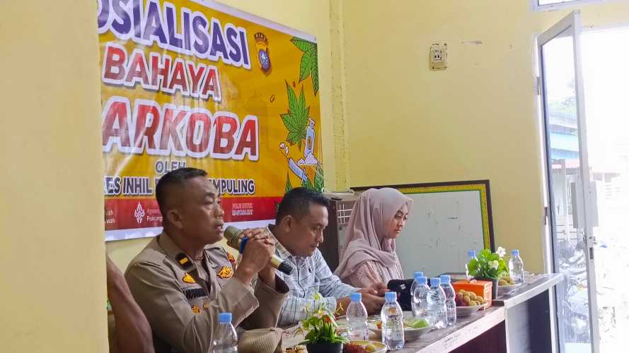 Polsek Tempuling Bersama Puskesmas Sei Salak Gelar Sosialisasi Bahaya Narkoba di Desa Mumpa