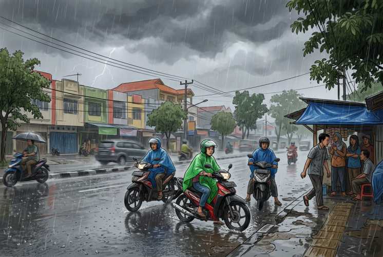 Hari Ini Hujan Berpeluang Turun Seharian, 10 Wilayah Riau Diminta Waspada Petir dan Angin Kencang