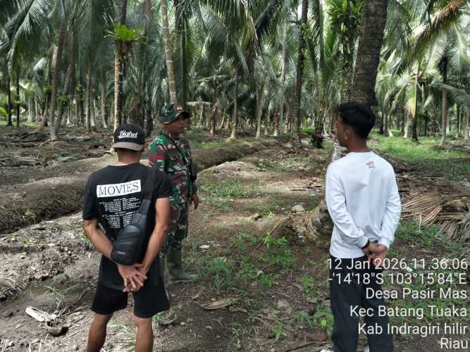 Babinsa Koramil 12/Btk Laksanakan Sosialisasi dan Patroli Tapal Batas di Desa Pasir Mas