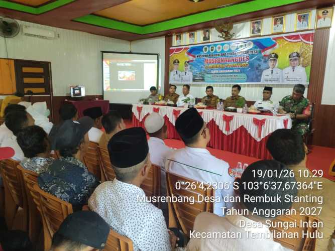 Babinsa Sungai Intan Ikuti Musrenbangdes dan Rembuk Stunting Tahun Anggaran 2027
