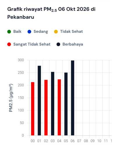 PM2.5 Tembus 298,7 µg/m³, Kualitas Udara Pekanbaru Masuk Kategori Berbahaya