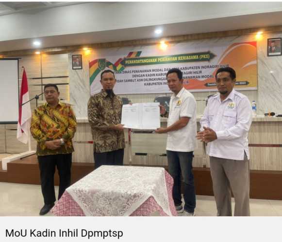 Kadin Inhil dan DPMPTSP Tandatangani MoU Perizinan Berbasis Resiko