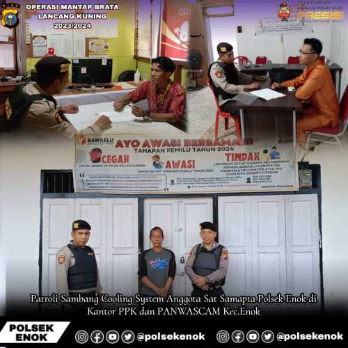 Anggota Sat Samapta Polsek Enok Sambang Kunjungi Kantor Panwascam dan PPK