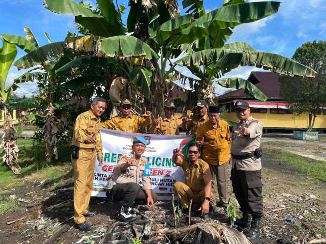 Polsek Pelangiran bersama Forkopimcam Pelangiran mendukung penuh Program Green Policing yang dicanangkan Polda Riau